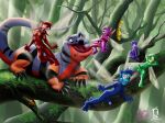  anthro balls bodily_fluids digital_media_(artwork) disney erection feral ferngully genitals goof_troop group hi_res https://www.furaffinity.net/user/fuzzycat/ humanoid_genitalia humanoid_penis imminent_vore insect_wings jungle lizard lou_(ferngully) male male/male max_goof monitor_lizard nude penis pixie reptile saliva scalie smile tongue tongue_out wings 