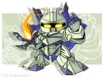  arm_cannon character_name chibi dated fire gundam looking_down mecha mobile_suit no_humans science_fiction shokkaa_(shmz61312) turn_a_gundam turn_x weapon yellow_eyes 