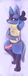  absurd_res anthro blue_body body_pillow_design edit hi_res knot looking_at_viewer lucario male nintendo pink_knot pok&eacute;mon pok&eacute;mon_(species) red_eyes solo solo_focus stri video_games 