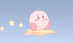  1boy animated animated_gif blinking blue_background blue_eyes blush blush_stickers chocomiru colored_skin flying full_body kirby kirby_(series) looking_at_viewer parted_lips pink_skin solo star_(symbol) super_smash_bros. warp_star 