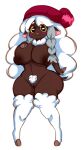  2021 absurd_res anthro anthrofied big_breasts blush bovid braided_pigtails breasts brown_body caprine clothing female full-length_portrait fur grey_hair hair hand_on_breast hat hat_only headgear headgear_only headwear headwear_only hi_res looking_at_viewer mammal mostly_nude nintendo pok&eacute;mon pok&eacute;mon_(species) pok&eacute;morph portrait pubes rockpup241 simple_background smile solo video_games white_background wide_hips wool_(fur) wooloo 