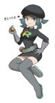 1girl :3 belt boots flowers-imh gloves hand_on_hip hat highres looking_at_viewer pokemon pokemon_(game) simple_background solo tagme team_rainbow_rocket_grunt team_rainbow_rocket_uniform thigh_boots thighhighs thighs white_background 