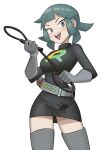  1girl flowers-imh highres pokemon pokemon_(game) team_rainbow_rocket_grunt team_rainbow_rocket_uniform thighs whip 