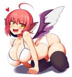  animal_ears bangs bikini bird_ears bird_wings breasts cleavage feathered_wings highres large_breasts mystia_lorelei pink_hair short_hair simple_background solo swimsuit touhou white_background white_wings wings xialu_zajin 