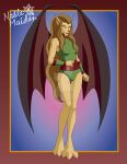  2012 anthro armlet breasts brown_hair clothing digital_media_(artwork) disney felid female gargoyles hair hi_res leotard long_hair maggie_reed_(gargoyles) mammal mutate_(gargoyles) noble-maiden solo wings yellow_eyes 