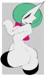  2022 areola border butt eyebrows female fir3born gardevoir green_hair grey_background hair hi_res humanoid nintendo nipples pink_areola pink_eyes pink_nipples pok&eacute;mon pok&eacute;mon_(species) pose simple_background solo video_games white_border 