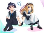  ash_ketchum ashujou black_hair blonde_hair blue_eyes brown_eyes couple long_hair maid pokemon pokemon_(anime) serena_(pokemon) 