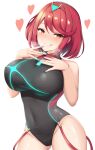  blush breasts cameltoe competition_swimsuit curvy heart heavy_breathing highres large_breasts nintendo one-piece_swimsuit pyra_(pro_swimmer)_(xenoblade) pyra_(xenoblade) renetan smile swimsuit thighs tight wide_hips xenoblade_chronicles_(series) xenoblade_chronicles_2 