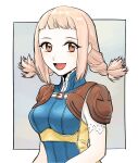  1girl blonde_hair braid breasts final_fantasy final_fantasy_xii highres long_hair looking_at_viewer penelo simple_background smile solo twin_braids twintails white_background 