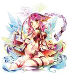  1girl :p angel angel_wings ass barefoot blush breasts cross dress feathered_wings gradient_eyes gradient_hair halo jibril_(no_game_no_life) kamiya_yuu large_breasts long_hair looking_at_viewer low_wings magic_circle multicolored_eyes multicolored_hair naughty_face navel no_game_no_life no_panties official_art orange_eyes pink_hair seductive_smile sitting smile solo symbol-shaped_pupils tattoo thighs tongue tongue_out very_long_hair white_wings wing_ears wings yellow_eyes 