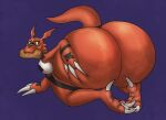  anthro ass_up bandai_namco big_butt body_marks bread bubble_butt butt butt_grab butt_only digimon digimon_(species) eating feet food from_behind_position glistening glistening_butt guilmon hand_on_butt huge_butt huge_hips huge_thighs hyper hyper_butt looking_at_viewer looking_back male multicolored_body nacked nude pecs presenting presenting_hindquarters raised_tail rear_view red_body rhynobullraq rump_up sex simple_background solo thick_thighs two_tone_body white_body wide_hips yellow_eyes 