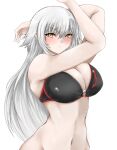  1girl bangs bare_shoulders bikini black_bikini blush breasts cleavage fate/grand_order fate_(series) highres jeanne_d&#039;arc_alter_(fate) jeanne_d&#039;arc_alter_(swimsuit_berserker)_(fate) large_breasts long_hair looking_at_viewer navel open_mouth ryou_(619-619) solo swimsuit very_long_hair yellow_eyes 