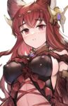  1girl animal_ears anthuria breasts covered_nipples erune granblue_fantasy highres koretsuki_azuma large_breasts long_hair looking_at_viewer red_eyes red_hair sketch solo 