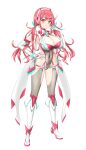  1girl absurdres breasts chest_jewel cleavage_cutout clothing_cutout feichu_keju headpiece highres large_breasts paid_reward_available prototype pyra_(xenoblade) pyra_(xenoblade)_(prototype) red_eyes solo twintails waist_cutout xenoblade_chronicles_(series) xenoblade_chronicles_2 