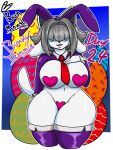  2022 anthro big_breasts breasts canid canine clothing digital_media_(artwork) english_text female hair hair_over_eye hair_over_eyes hi_res jyto legwear mammal one_eye_obstructed pasties solo temmie_(undertale) text thick_thighs thigh_highs undertale undertale_(series) video_games 