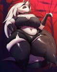  anthro breasts canid canid_demon cleavage clothed clothing demon female hellhound helluva_boss hi_res legwear loona_(helluva_boss) mammal solo thick_thighs thigh_highs trinity-fate62 