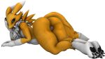  16:9 3d_(artwork) 4k absurd_res anthro balls bandai_namco butt digimon digimon_(species) digital_media_(artwork) genitals head_on_hand hi_res huge_filesize male neck_tuft pawpads pose presenting presenting_hindquarters primocreatore renamon solo source_filmmaker tuft widescreen 