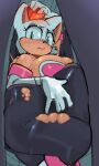  anthro breasts clothing female fur hi_res nuumatic overweight overweight_anthro overweight_female rouge_the_bat rubber rubber_clothing sega solo sonic_the_hedgehog_(series) stuck tan_body torn_clothing white_body white_fur wings 
