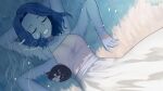  1girl animal blue_hair blue_skin cat chocojax colored_skin cracked_skin dress drooling elden_ring extra_arms extra_faces field grass highres long_hair open_mouth ranni_the_witch saliva sleeping solo white_dress 