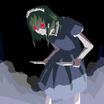 artist_request green_hair iya_maid knife lowres original red_eyes solo 
