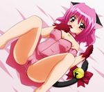 animal_ears arm_garter barefoot bed_sheet bell blush bow breasts cameltoe cat_ears cat_tail choker covered_nipples gloves highres jingle_bell leotard lying magical_girl mew_ichigo momomiya_ichigo on_back panties pink_choker pink_eyes pink_hair pink_leotard pink_panties pussy red_gloves short_hair small_breasts solo spread_legs sugimura_tomokazu tail tail_bell tail_bow tokyo_mew_mew underwear 