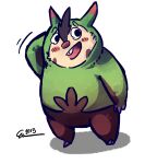  2013 alpha_channel anthro biped blush brown_body green_body hi_res kernelewdies nintendo pok&eacute;mon pok&eacute;mon_(species) quilladin simple_background slightly_chubby solo transparent_background video_games 