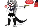  anthro blitzo_(helluva_boss) boss canid canid_demon canine demon edgy father female goth gun hell hellhound helluva_boss hi_res imp loona_(helluva_boss) male mammal parent phone proud ranged_weapon teenager weapon young 