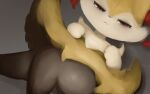  3_fingers :&lt; anthro black_body black_eyelashes black_eyes black_fur black_lips black_pupils blush braixen canid canine cute_fangs female fingers fluffy fur hasukii kemono lips looking_at_viewer lying mammal multicolored_body multicolored_fur nails narrowed_eyes nintendo pok&eacute;mon pok&eacute;mon_(species) pupils red_body red_eyes red_fur red_nose red_tongue solo tongue video_games white_body white_fur yellow_body yellow_ears yellow_fur 