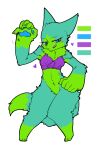  &lt;3 2016 4_toes 5_fingers anthro big_hands biped blue_eyes blue_nose blue_pawpads bottomless breasts canid canine cheek_tuft claws clothed clothing color_swatch countershade_face countershade_torso countershading crop_top crotch_tuft digital_media_(artwork) dipstick_tail elbow_tufts eyelashes facial_tuft featureless_crotch feet female finger_claws fingers flat_colors full-length_portrait fur gloves_(marking) green_body green_claws green_countershading green_face green_feet green_fur green_hands green_tail green_tail_tip grin hand_on_hip hip_tuft kazuhiro kemono knock-kneed leg_markings leg_tuft mammal markings monotone_claws monotone_clothing monotone_ears monotone_eyes monotone_feet monotone_hands monotone_nose monotone_pawpads monotone_topwear multicolored_body multicolored_fur neck_tuft pawpads pigeon_toed portrait purple_clothing purple_topwear raised_hand sharp_teeth shirt short_snout shoulder_tuft simple_background small_breasts smile socks_(marking) solo standing tail_markings teal_body teal_ears teal_face teeth toes topwear topwear_only tuft two_tone_body two_tone_face two_tone_fur two_tone_tail white_background 