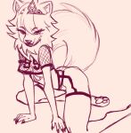  anthro canid canine canis clothing crop_top crown domestic_dog female fluffy fluffy_tail hi_res mammal neck_tuft shirt sketch solo sunnyhoneybone tiara topwear tuft 