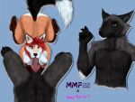  absurd_res anthro breasts canid canine duo female fox godwyn_fox hi_res knot male male/female mammal mechanical_monster_factory oral shay_marlin 