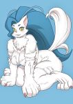  absurd_res anthro anthrofied big_breasts big_feet big_hands blue_hair breast_tuft breasts capcom circle_eyebrows darkstalkers digital_media_(artwork) domestic_cat eyebrows feet felicia_(darkstalkers) felid feline felis female hair hi_res kjm_video long_hair mammal pupils slit_pupils solo video_games whiskers white_body 
