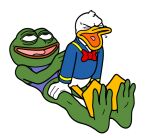  amphibian anatid anseriform avian bird disney donald_duck duck feels_good_man feral frog male male/male meme pepe_the_frog sex sunblock_(artist) 