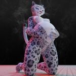  absurd_res anthro blender_(software) felid female genitals hi_res kneeling loops_boops mammal navel pantherine pregnant pussy smile smiling_at_viewer snow_leopard solo tongue tongue_out virtual_reality 