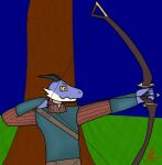  2022 2_horns anthro archer archery armor arrow_(weapon) blue_background blue_body blue_scales bow_(weapon) clothing dragon grass grove_(game) horn kuno_(regalbuster) leather leather_armor light_armor long_bow longbow male plant quiver ranged_weapon ranger redlightning591 scales scalie simple_background solo tan_body tan_scales topwear tree vest weapon western_dragon wingless_dragon 