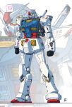  clenched_hands english_commentary evn_(evnillustrated) gundam highres looking_ahead mecha mobile_suit mobile_suit_gundam redesign rx-78-2 science_fiction solo standing v-fin yellow_eyes zoom_layer 