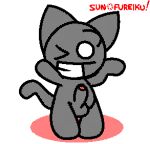  aliasing anthro balls domestic_cat felid feline felis flipnote_studio foreskin fuzz_the_cat genitals grin low_res male mammal one_eye_closed penis smile solo sunofureiku the_june_archive_and_restoration_project 