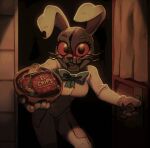  anthro blood blood_on_face bodily_fluids bodily_fluids_drip bodily_fluids_on_face bow_tie breasts buckteeth candy candy_bowl clothing costume dessert eyebrows eyelashes featureless_breasts female five_nights_at_freddy&#039;s five_nights_at_freddy&#039;s:_security_breach floppy_ears food fursuit halloween holding_food holding_object holidays lagomorph leporid looking_at_viewer mammal notched_ear offering_food open_mouth patch_(fabric) rabbit red_eyes scottgames skylordlysander solo stitch_(sewing) teeth tongue vanny_(fnaf) video_games whiskers white_body 