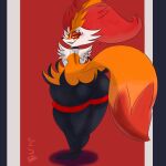  bigg_ass braixen butt chinese choker choker_bell female female/female feral genitals jewelry masterinh0 necklace nintendo pinup pok&eacute;mon pok&eacute;mon_(species) pose pussy sexy_eyes solo video_games 