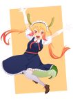  1girl absurdres blush breasts dragon_girl dragon_horns dragon_tail gloves highres horns karamell kobayashi-san_chi_no_maidragon large_breasts long_hair looking_at_viewer maid smile tail tohru_(maidragon) 