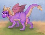  activision all_fours animal_genitalia animal_penis anus butt claws dragon erection feral genitals horn looking_at_viewer male membrane_(anatomy) membranous_wings paper-wings penis presenting presenting_hindquarters raised_tail scalie smile solo spyro spyro_the_dragon standing tapering_penis toe_claws video_games western_dragon wings 
