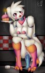  2019 3_toes animatronic anthro areola avian barefoot bird black_nose blush breasts chicken clitoris clothing cum cum_in_pussy cum_inside digital_media_(artwork) dildo e-01 feathers feet female five_nights_at_freddy&#039;s footwear freddy_fazbear&#039;s_pizzeria_simulator funtime_chica_(fnaf) hair looking_at_viewer machine nipples non-mammal_breasts nude pink_nipples pink_pussy purple_eyes pussy robot sex_toy simple_background solo talons toes ultimate_custom_night video_games white_feathers 