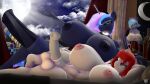  3d_(artwork) absurd_res anthro anthrofied big_breasts breasts digital_media_(artwork) equid equine friendship_is_magic genitals group hi_res horn huge_breasts hyper hyper_breasts mammal my_little_pony naughty_cube penis penis_size_difference princess_luna_(mlp) trio unicorn 