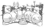  anon anonymous anthro big_breasts black_and_white breasts canid canine canis cervid female forest group hi_res huge_breasts lagomorph leporid male male/female mammal monochrome nude plant rabbit simplybobcat sketch thick_thighs tree ursid wolf 