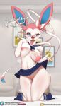  absurd_res anthro anthrofied breasts burgerkiss canid canine clothing conditional_dnp cute_fangs eeveelution female hi_res looking_at_viewer mammal nintendo pok&eacute;mon pok&eacute;mon_(species) school_uniform sylveon thick_thighs uniform video_games 
