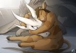  alyssa_(lizet) anthro bovid bovine breasts cattle chubby_female content dragon duo embrace eyes_closed female female/female feral hooves horn hug lizet mammal nude smile thick_thighs tyroo_(character) wings 