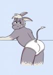  anthro asinus barefoot briefs briefs_only butt clothed clothing donk_(donkdork) donkey drunk equid equine feet hi_res leaning male mammal open_mouth smallfryspy smile solo substance_intoxication teeth_showing tighty_whities topless underwear underwear_only white_briefs white_clothing white_underwear 
