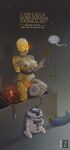  2022 ambiguous_gender bathing blackrosette breasts c-3po crossgender dialogue droid duo english_text female genitals glowing glowing_eyes gold_body hi_res humanoid machine metallic_body mtf_crossgender nipples not_furry nude pussy r2-d2 robot robot_humanoid speech_bubble standing star_wars text unseen_character yellow_eyes 