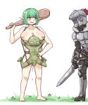  armor balls bdsm belly_riding blush bodily_fluids bondage bound bracers breasts censored clothed clothed/nude clothed_male_nude_female clothing club_(weapon) cum elf female gag gauntlets genital_fluids genitals gloves goblin goblin_slayer goblin_slayer_(character) grass greaves green_hair greenteaneko hair handwear harness headgear helmet hi_res holding_object humanoid humanoid_pointy_ears humor long_hair male male/female male_penetrating meat_armor melee_weapon mosaic_censorship not_furry nude penetration penis plant role_reversal short_stack sword vaginal vaginal_penetration weapon 