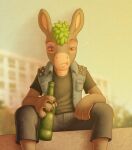  alcohol anthro asinus beverage choko_(chokodonkey) chokodonkey donkey equid equine hi_res male mammal punk_hair solo 